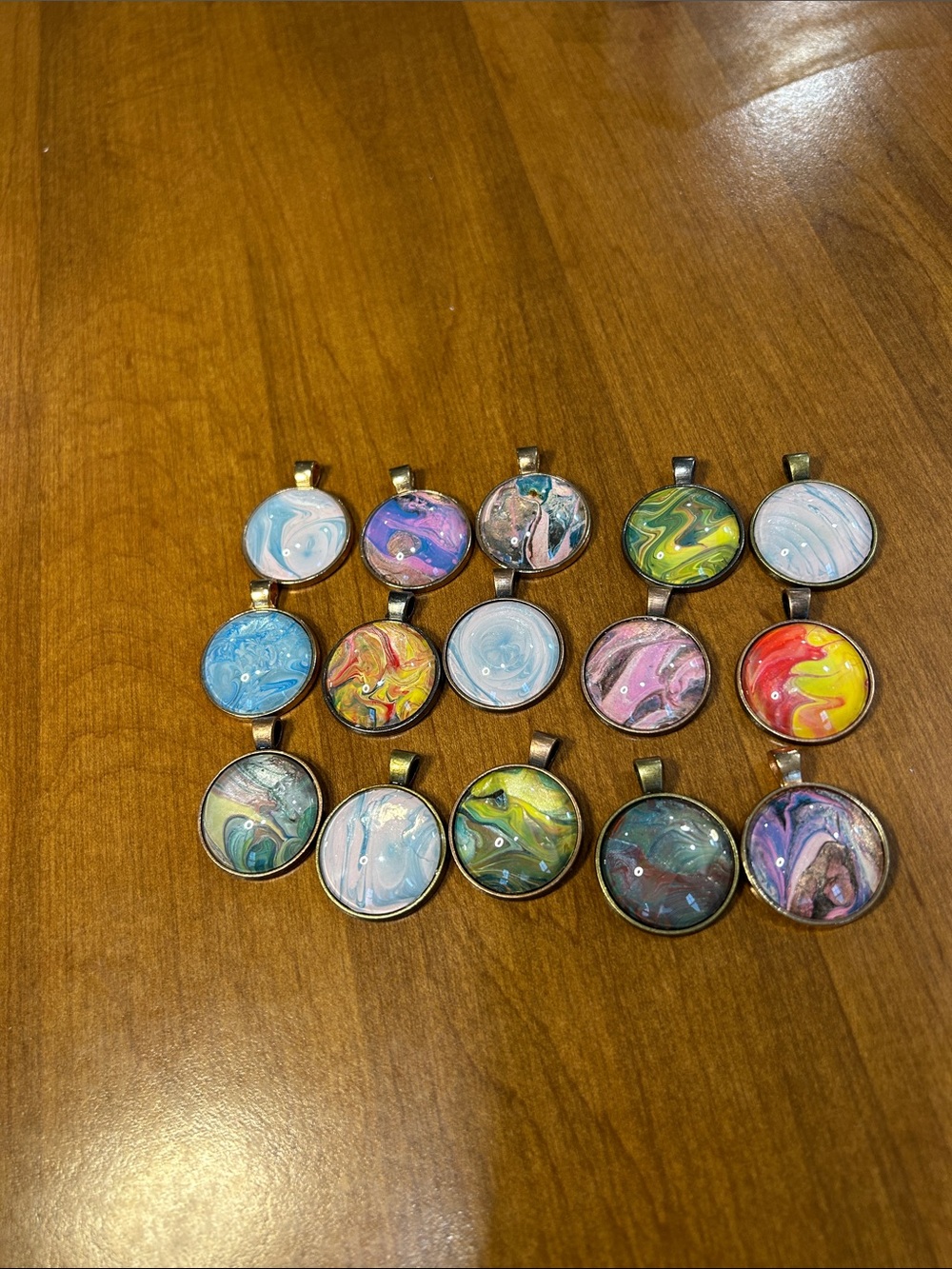 Handmade Abstract Resin Pendant Assorted Colors - Set of 15